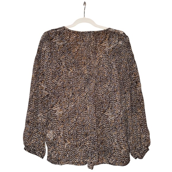 JOIE Brown Gold Dot Tassel Tribal Flowy Light Top Shirt 100% Silk Size Small - Picture 10 of 15